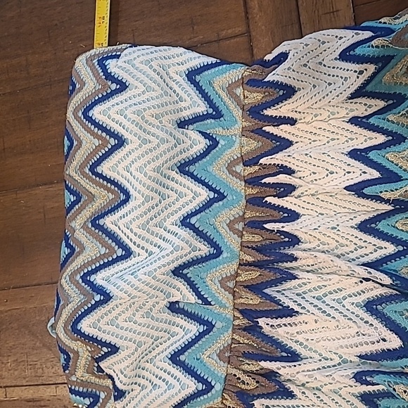 Minuet Blue Chevron Crochet Lace Maxi Dress size S - Picture 7 of 9
